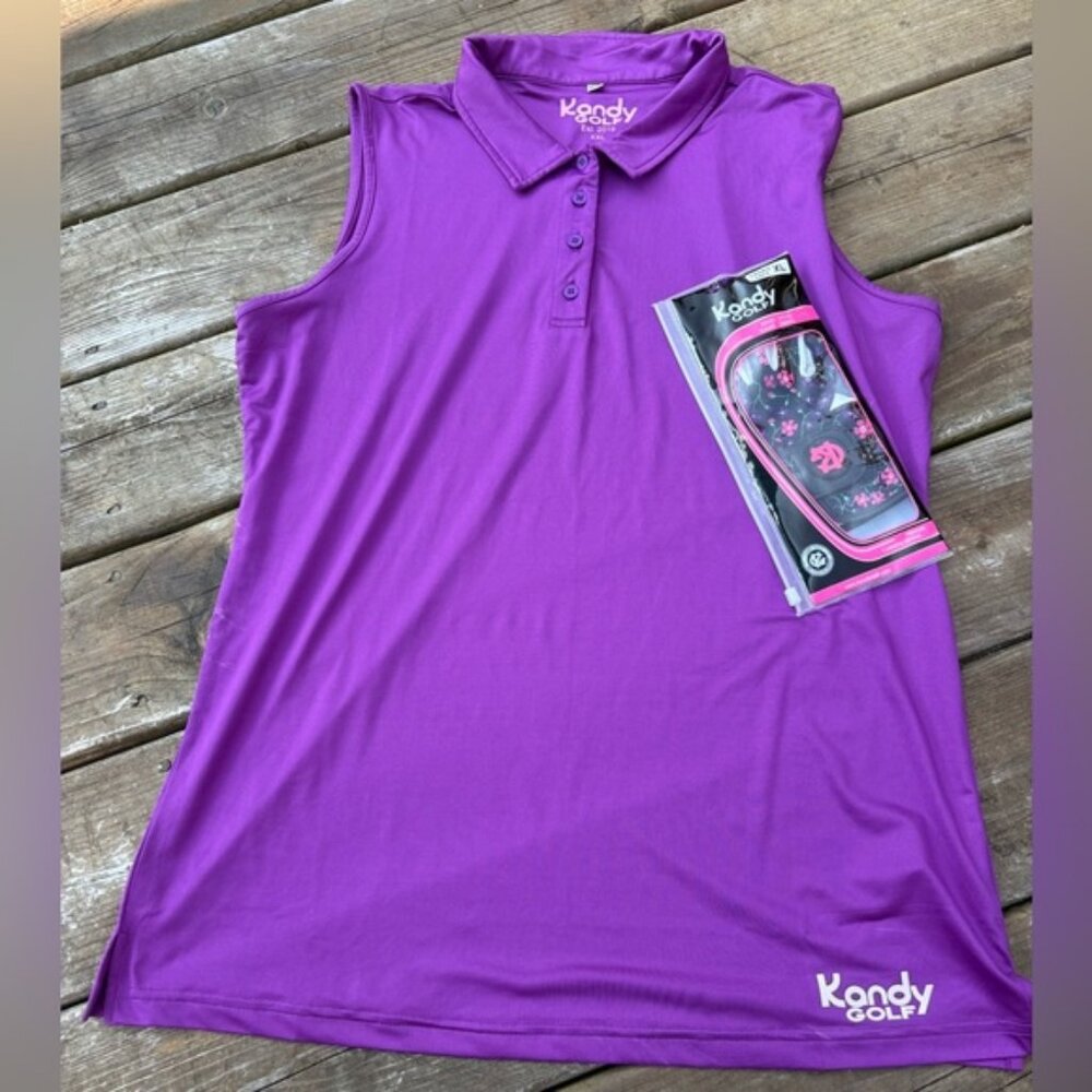 Kandy Golf Purple Sleeveless Polo Shirt size XXL glove left hand XL